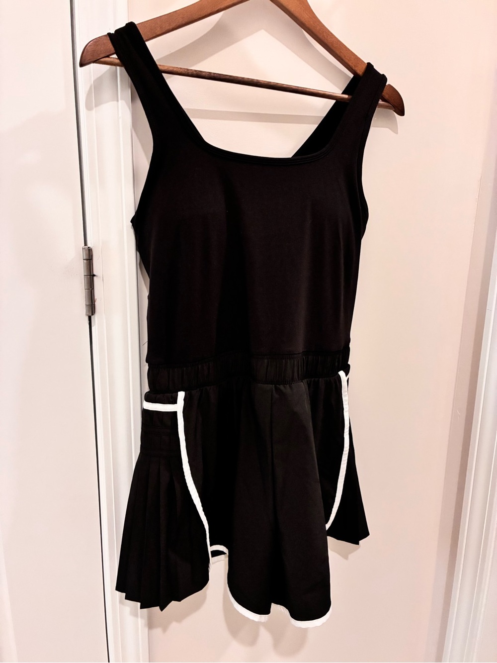 Black Women's Athletic Romper with Contrast Trim